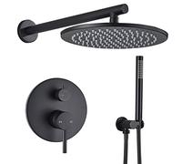 Set di rubinetti per doccia nero opaco da 8 pollici soffione a pioggia con doccetta a parete miscelatore valvola di lusso per bagno Sistema doccia moderno Apparecchio doccia a pioggia