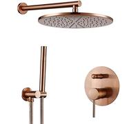Set di rubinetti per doccia Ottone spazzolato oro rosa Montaggio a parete Rubinetto per bagno Braccio doccia Deviatore Miscelatore Set di getti portatili con soffioni a pioggia da 8-12 "Sistema