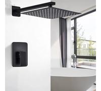 Set di rubinetti per la doccia da bagno Matt Black Shower With Schema Spray Hot and Cold Water Mixer Bath Taps, A-12 pollice