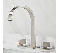 Set di rubinetti per lavabo da bagno in ottone, miscelatore a 3 fori con acqua calda e fredda a doppia maniglia, eleganti decorazioni per bagni moderni