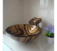 Set di rubinetti per lavabo in vetro temperato per lavabo da bagno da appoggio, miscelatore per lavandino della nave del bagno