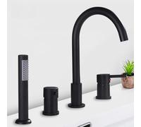 Set di rubinetti per vasca da bagno a 3 fori con beccuccio girevole a 360°, rubinetto da bagno a leva singola, rubinetto moderno per bagno elegante, facile installazione.