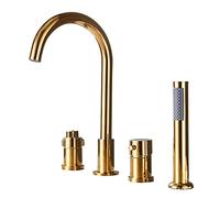 Set di rubinetti per vasca da bagno a 4 fori con doccetta, miscelatore termostatico per bagno, finitura cromata, elegante sistema doccia dal design moderno