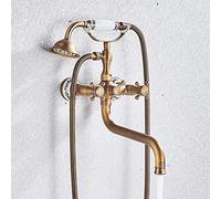 Set di rubinetti per vasca da bagno in ottone anticato, miscelatore a doppia manopola, doccia a parete con beccuccio girevole, elegante rubinetto vintage per vasca da bagno doccia per arredamento di