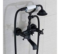 Set di rubinetti per vasca da bagno in ottone anticato, miscelatore a doppia manopola, montaggio a parete con beccuccio girevole, elegante finitura bronzo e nero per bagni moderni