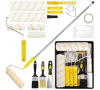 Set di rulli colorati con asta telescopica, set da 18 pezzi con asta telescopica da 1,2 m, rotolo da pittore, pennello e vaschetta per vernice, rullo per pittura da parete, soffitto