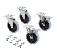 Set di rulli Emuca con piastra di avvitamento D100 mm rullo per mobili grigio...