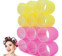 Set di rulli per capelli Jumbo 12 pezzi auto grip salone bigodini, grandi rulli per capelli lunghi e corti, acconciatura riccia fai-da-te per donne, i colori possono variare (6xjumbo+6xLarge)
