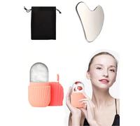 Set di rullo da ghiaccio per il viso con 1 rullo da ghiaccio, 1 borsa per il trasporto, 1 tavoletta Gua Sha per una pelle radiosa, stampo in silicone per rullo da ghiaccio per il viso e la riduzione d