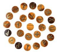 Set di Rune delle Streghe in Pietra Occhio di Tigre, 25 Pietre Runiche con Pietra Preziosa 'Alfabeto Runico Antico Futhark Inciso per Meditazione Divinatoria