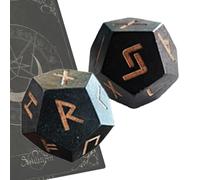 Set di rune di divinazione, set di dadi di divinazione, 2 dadi di divinazione in legno intagliato, piccolo set di rune da collezione per l'intrattenimento, la decorazione di interni, piccoli dadi