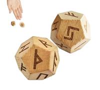 Set di rune di legno - dadi anziani intagliati, cubi di fusione di rune compatti | Piccola divinazione da dadi rune per guida spirituale, strumento di rune collezionabile per pratiche di medit