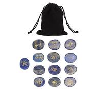 Set di Rune in Giada, 13 Pezzi Aiuti Per La Divinazione delle Streghe, Regali Portatili Per La Meditazione Aerobica Yoga Per Le Amiche Per La Guarigione Energetica a Casa O in Viaggio(oro verde)