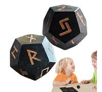Set di Rune in Legno - Dadi di Divinazione Futhark, Set di dadi portatili | Set di Rune in Legno Fatto a Mano, 2 dadi di Rune in Legno intagliati per gli amanti della storia, piccoli dadi