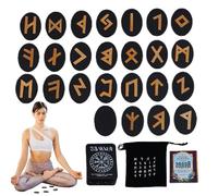 Set Di Rune In Legno, Set Di Rune Della ,Ruune Mistiche Con Manuale E Custodia - 25 Pezzi Di Runne In Legno, Seet Di Giochi Di Divinazione Delle Runee Mitodrlogiche Per Mfeditazione, F, Divina
