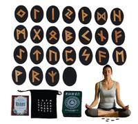Set Di Rune In Legno, Set Di Rune Della ,Ruune Mistiche Con Manuale E Custodia - 25 Pezzi Di Runne In Legno, Seet Di Giochi Di Divinazione Delle Runee Mitodrlogiche Per Mfeditazione, F, Divina