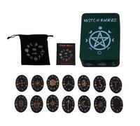 Set di rune streghe con guida - Magic Kit 14 Piece | Rune incise in legno con libro di apprendimento per principianti, Strumenti spirituali della divinazione Meditazione Altare Esoterica