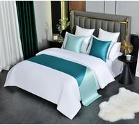 Set di runner da letto moderni e cuscini abbinati, bicolore, per letto di hotel, sciarpa, decorazione per letto, coda e asciugamano, set per casa, hotel e camera da letto (50 x 240 cm, 2 federe,