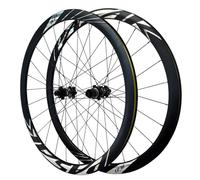 Set Di Ruote 700C Bloccaggio Centrale Freno A Disco Perno Passante Mozzi 24H Per Cassetta 8-12 Velocità Doppio Strato Lega Di Alluminio Cerchi Anteriori E Posteriori(Black)