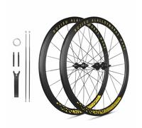Set Di Ruote A Scatto Fisso 700C, Cerchi In Lega Di Alluminio A Doppia Parete Da 30/40/50mm, Asse Solido, Mozzo Imbullonato Da 100 * 9MM/120 * 10MM, Doppio Filetto Fisso, Freno A V(Gold,40mm)