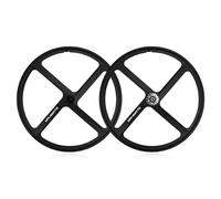 Set Di Ruote Bici A Scatto Fisso 700C A 4 Raggi Cerchi In Lega Leggera Larghezza 33 Mm Bici A Scatto Fisso Anteriore E Posteriore 100x120 Mm(Schwarz,Wheelset)