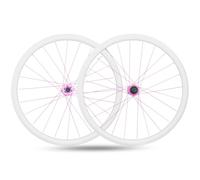 Set Di Ruote Bici Da Corsa Freno A Disco 700c Cerchio In Lega Di Alluminio Da 35 Mm Attacco QR Da 100/135 Mm Vernice Bianca Cotta Al Forno(Black hub)
