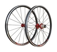 Set di Ruote BMX 16" 305 Ruota Anteriore Posteriore per Bici Pieghevole da 20" 406 451 Freno A V Mozzo con Cuscinetto Sigillato, Cassetta A 7-11 velocità, 74 * 9mm/130 * 10mm QR(Red hub,16" 305)