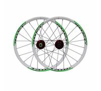 Set Di Ruote BMX 20" 406 Freni A Disco Ruota Anteriore E Posteriore A Sgancio Rapido 100/135mm, Cerchio In Alluminio Per Bici Pieghevole/Da Montagna, Cassetta A 7, 8 E 9 Velocità(White Green)