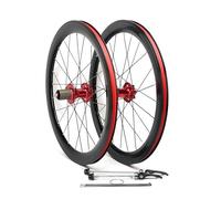 Set Di Ruote BMX 20pollici 451mm Sgancio Rapido Anteriore 9x100mm Posteriore 10x135mm Cerchi Pieghevoli Per Biciclette Freno A Disco Mozzi 24H Per Cassette A 8-11 Velocità(Red)
