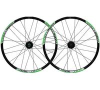 Set di Ruote da 24 Pollici Freno A Disco A Sgancio Rapido Mozzi per Perline Allentate Cerchi A Doppia Parete in Lega di Alluminio 24h Mountain Bike Ruota Posteriore Anteriore, Black-Green, 24inch