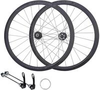 Set di Ruote da Strada 700c Freni A Disco Cerchi in Lega A Doppio Strato Perno Passante QR/Thru Anteriore 2 Posteriori 4 Mozzi con Cuscinetti Altezza Telaio da 38 Mm Supporto Set di, QR