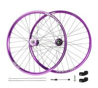 Set Di Ruote DH/AM/Mountain Bike 24/26/27,5/29'' Lega Di Alluminio Ruote Per Bici Da Dirt Jump 32H Freno A Disco QR Anteriore Viti Di Bloccaggio Mozzi Posteriori(Purple,24in)