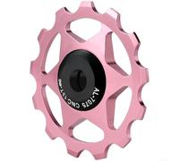 Set di ruote guida per deragliatore per bicicletta, in lega di alluminio, 11 denti e 13 denti, con cuscinetti in metallo per un aggancio stabile della catena (rosa 13T)
