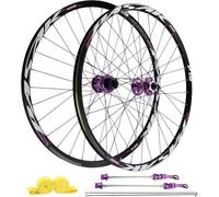 Set di Ruote MTB da 26/27,5/29 Pollici, Freno A Disco, Cerchi in Alluminio A 32 Fori E Mozzi HG, Ruota Anteriore 100X9mm / Ruota Posteriore 135X10mm, Compatibile con 7-12 velocità,Viola,26inch