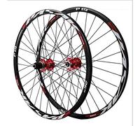 Set di ruote MTB da 26 pollici, 27,5" e 29er, con freno a disco a sgancio rapido, cerchio a doppia parete 24 fori, adatto for cassette 7 a 11 velocità(Red,27.5 inch)