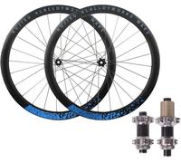 Set Di Ruote Per Bici Da Strada 700C Cerchi in Lega Di Alluminio Da 45 Mm Mozzi Con Cuscinetti Per Perno Passante 7 8 9 10 11 12 Velocità Cassetta Blocco Centrale Freno A Disco,Argento,700C Blue