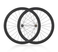 Set Di Ruote Per Bici Da Strada 700C Fibra Di Carbonio Ruote Anteriori E Posteriori Asse Passante 15x100/12x142mm Blocco Centrale Freno A Disco Mozzi 24H Per 8-12 Velocità(36T,45mm)