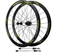 Set Di Ruote Per Bici Da Strada 700C, Lega Di Alluminio Anteriore 2 Posteriori 4 Cuscinetti 20/24 Fori Cerchi A Doppia Parete Mozzo A Sgancio Rapido 7/8/9/10/11/12 Velocità, Ruote Freno C / V,Verde