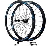 Set Di Ruote Per Bici Da Strada 700C, Lega Di Alluminio Anteriore 2 Posteriori 4 Cuscinetti 20/24 Fori Cerchi A Doppia Parete Mozzo A Sgancio Rapido 7/8/9/10/11/12 Velocità, Ruote Freno C / V,Blu