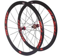 Set di Ruote per Bici da Strada in Lega di Alluminio, Cerchi da 700C 40 Mm, Ruote con Freni A V, Sgancio Rapido, Mozzo in Carbonio A Trazione Diretta, Compatibile con 8, 9, 10 E 11 velocità,Rosso