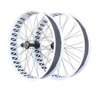 Set Di Ruote Per Bici Fat Da 26" X4.0 Set Di Ruote Bici Da Neve Da 36 Fori Mozzi Da 150 Mm/197 Mm Set Di Cerchi Bicicletta Disco Ruota Anteriore E Posteriore(White)