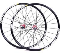 Set di Ruote per Bicicletta MTB 26/27,5/29 Pollici, Cerchio in Lega A Doppio Strato con Cuscinetti Sigillati, Mozzo in Carbonio con Cassetta QR 8-11 velocità, Freno A Disco,Rosso,27.5inch