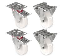 Set di ruote per il trasporto, 75 mm, ruote girevoli con freno, girevoli a 360°, di colore bianco, portata 50 kg, per rotolo, ruote industriali di PRIOstahl per banco da lavoro