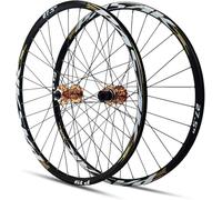 Set Di Ruote Per Mountain Bike 26/27,5/29 Pollici in Lega Di Alluminio A Doppia Parete Ruota Anteriore Ruota Posteriore Freno A Disco Sgancio Rapido Per 8/9/10/11/12 Velocità Cassetta,Giallo,26inch