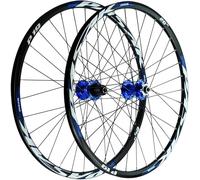 Set di Ruote per Mountain Bike 26/27,5/29 Pollici, Ruote MTB in Lega a Doppia Parete con Freni a Disco, Raggi in Acciaio Inossidabile 32H, Mozzo HG per 7-12 velocità,Blu,26inch