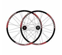 Set Di Ruote Per Mountain Bike In Lega Di Alluminio 26" Mozzo A Sgancio Rapido Da 100/135mm, Freno A Disco A 6 Bulloni, Cerchi A Doppia Parete Da 24/24 Fori, Cassetta A 7, 8 E 9 Velocità(Black Red)