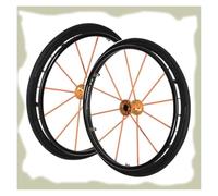 Set di ruote posteriori di ricambio per sedie a ro S for sedia a rotelle sportiva, set da 24 pollici, mozzo ruota in alluminio con cuscinetto, pneumatico di ricambio for rotella posteriore(Orange)