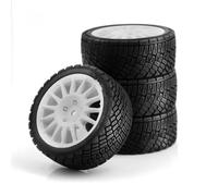 Set di Ruote RC per Tamiya WRC C3 1/10 rc Car Upgrade Parts Accessori di Ricambio 4 Pezzi da 67 Mm per Pneumatici per Rally con Cerchione(White)