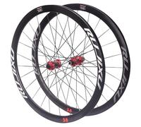 Set Di Ruote Strada700C Freno A Disco Con Bloccaggio Centrale Asse Passante | Cerchi In Lega Di Alluminio Mozzi 24H Supporto 8-11 Velocità Cassetta Set Di Ruote Da Bicicletta(Red)