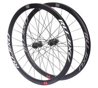 Set Di Ruote Strada700C Freno A Disco Con Bloccaggio Centrale Asse Passante | Cerchi In Lega Di Alluminio Mozzi 24H Supporto 8-11 Velocità Cassetta Set Di Ruote Da Bicicletta(Black)